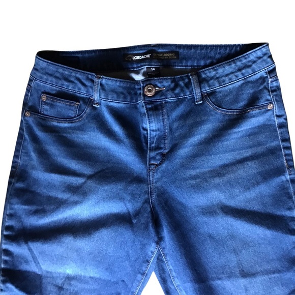 Jordache 14 High Rise 11" Denim Legging Jeans Soft Medium Wash Stretch Cotton - Picture 3 of 6